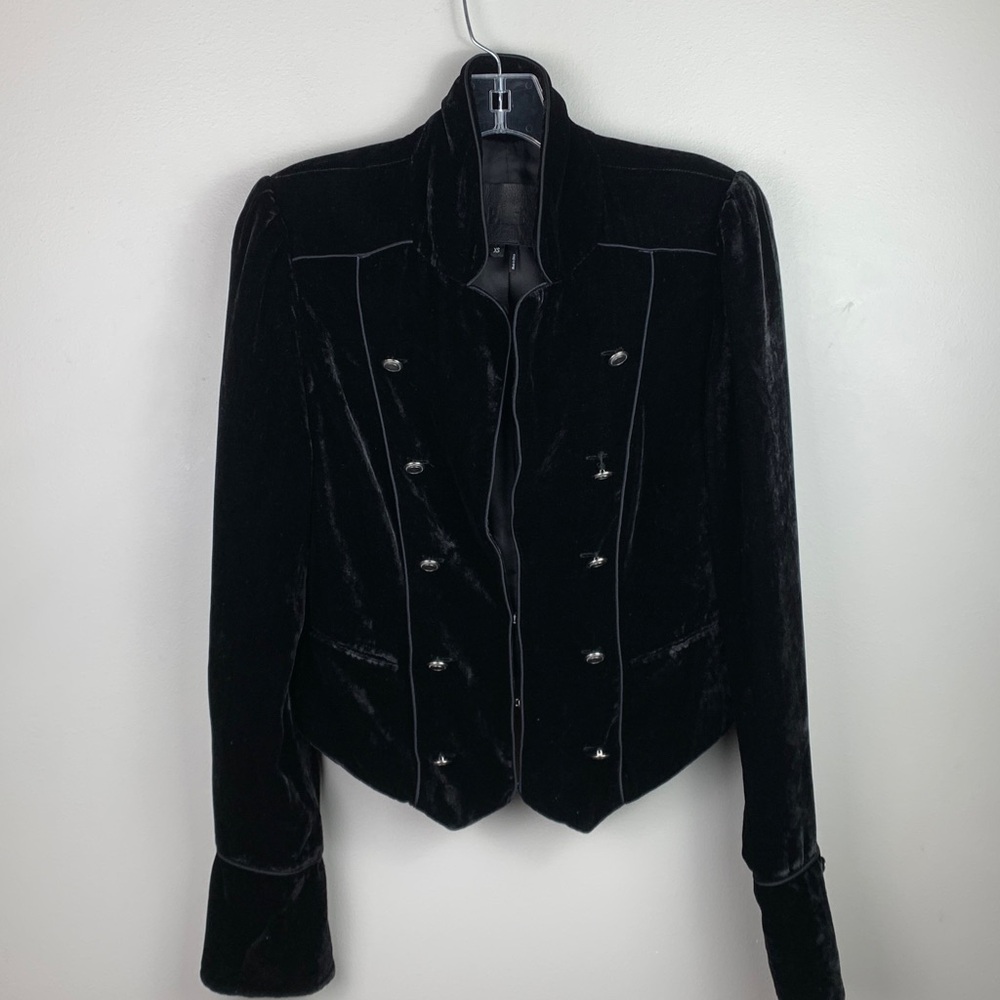 Paige Maribel Black Velvet Cropped Military Jacket NEW! - Picture 7 of 14